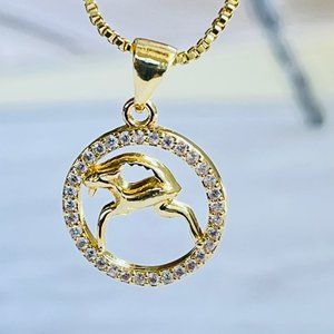 Gold Plated AQUARIUS Sing‎ Zodiac Horoscope Pendant Necklace